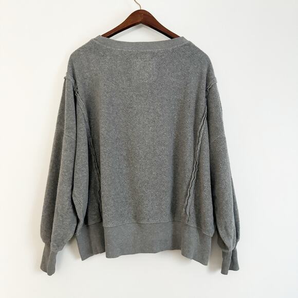 AERIE Big Hug Oversized Reverse Fleece Crewneck Sweatshirt Charcoal Gray XXS - Picture 5 of 8